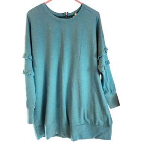 Matilda Jane Cottage Core Long Sleeve Top S Womens Blue Shimmer Zipper Back